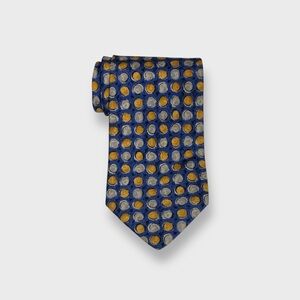 Vintage 90’s Ermenegildo Zegna Silk Tie in Royal Blue / Grey / Yellow